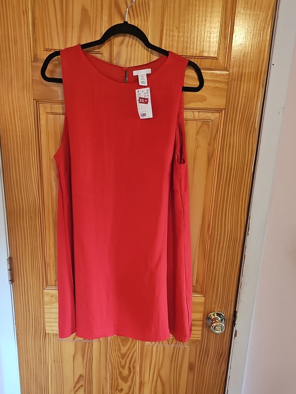 H&M Red Sleeveless Shift Dress L